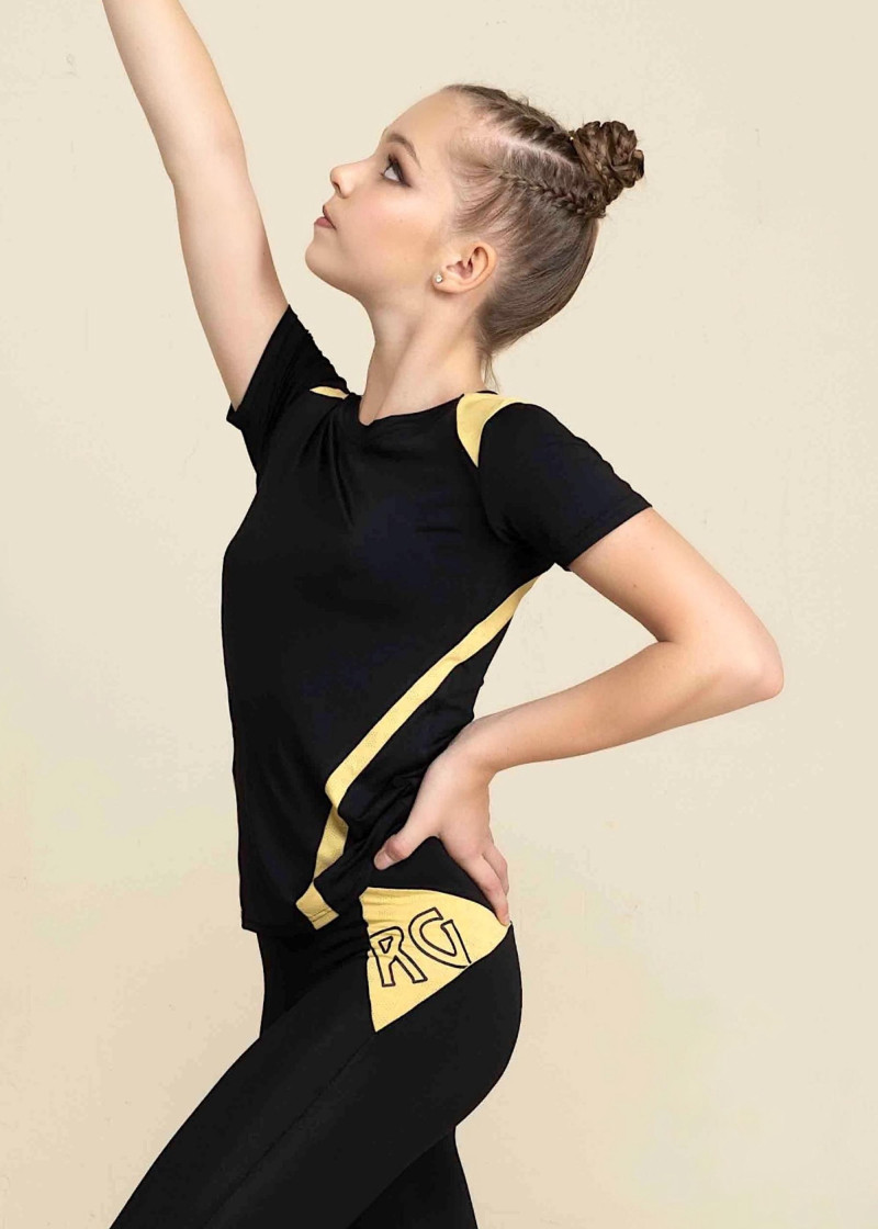 Футболка з коротким рукавом ARIANA мікрополіамід, чорний+жовтий, 152см