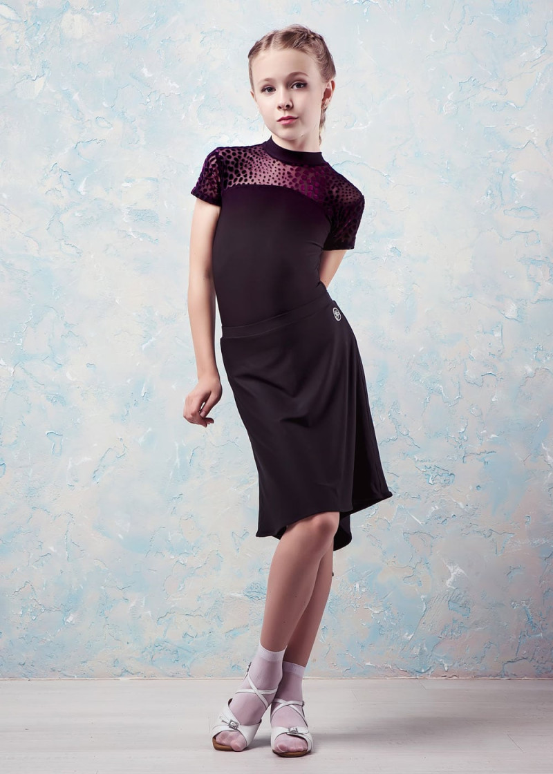 Спідниця для латини FURORE 90%поліамід, 10%еластан, чорний+чорний, 146см