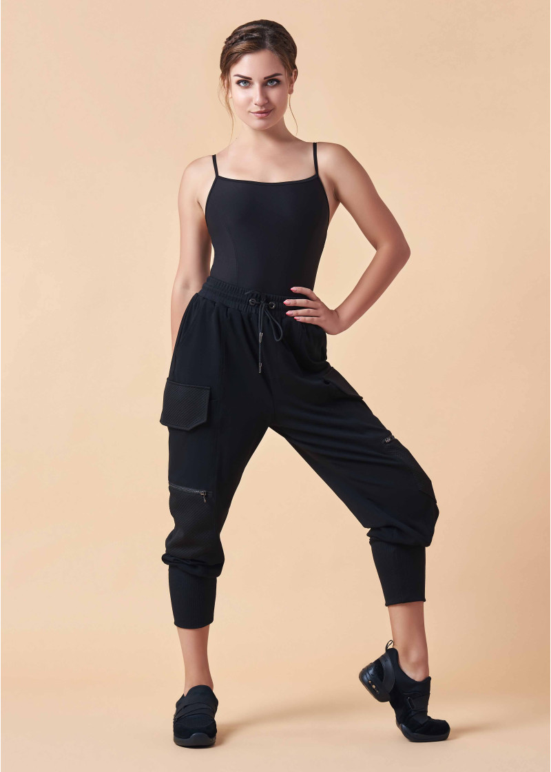 BREVIS - Брюки широкие, карманы хлопок стрейч, черный, S