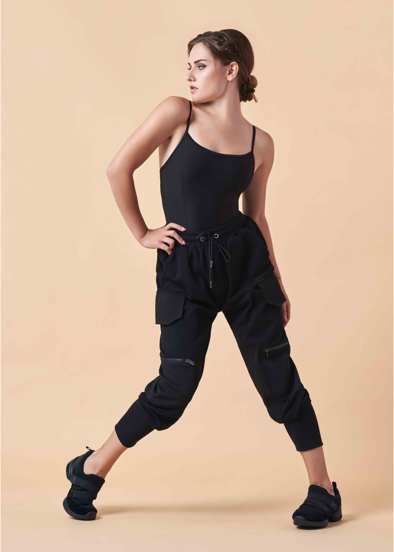 BREVIS - Брюки широкие, карманы хлопок стрейч, черный, S