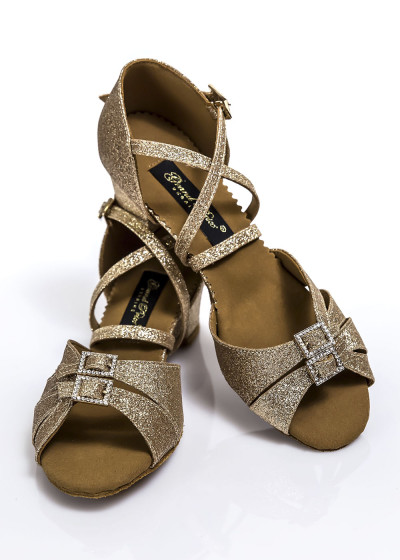 Туфлі бальні блок каблукі JIVE, шт. матеріал парча, тан, 28