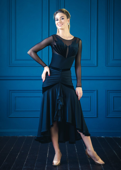 PRIDE DANCE - К-к ДР "Aura" велюр, сетка 90%полиамид, 10%эластан, черный, XS