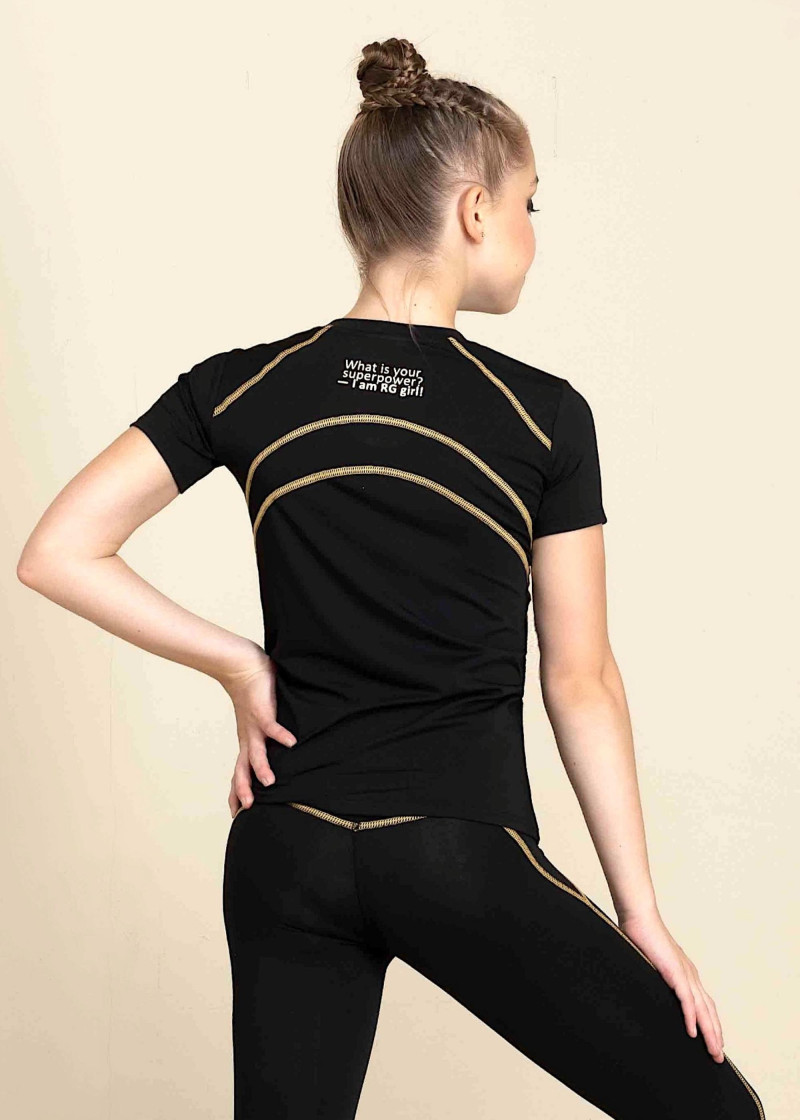 Футболка з коротким рукавом ADDLYN мікрополіамід, чорний+жовтий, XS
