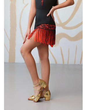 BOUNCE BEAT - Юбка Лт RUMI микрополиамид+сетка флок, черный+корал, 140см