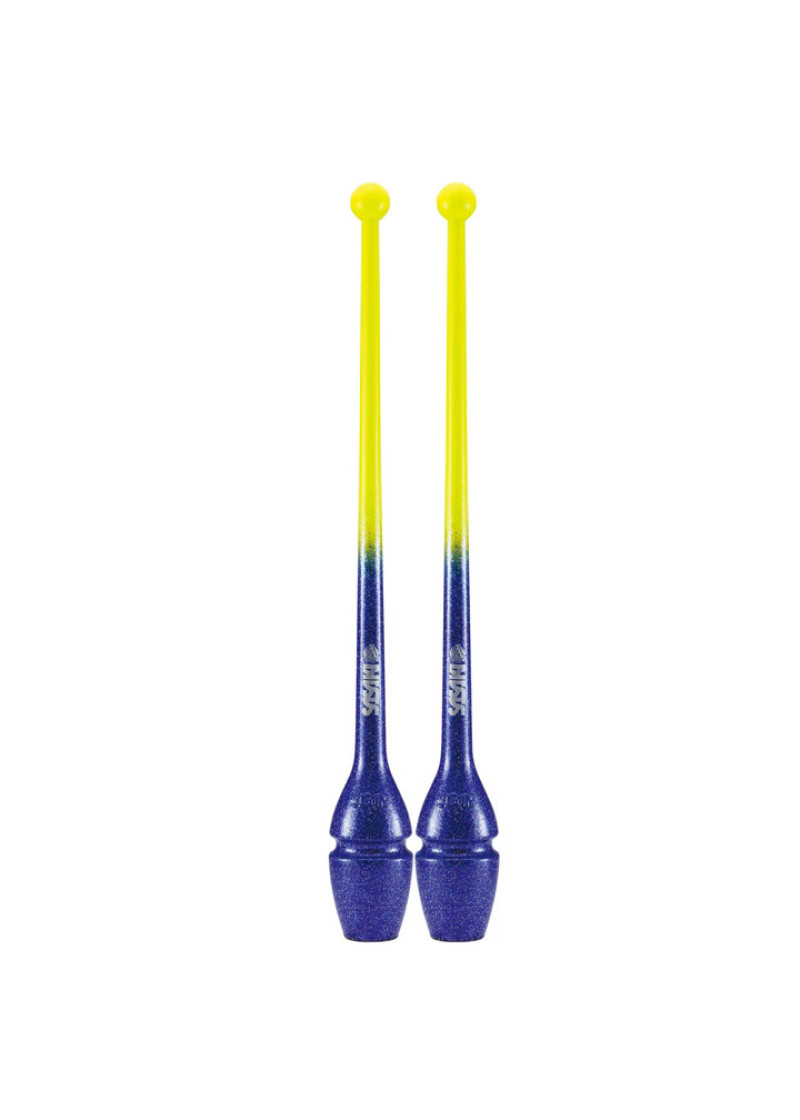Булави для гімнастики SASAKI NEW FIG M-34GH, 44cm гума, LuminousYellow × CobaltBlue (LMY x COBU), 44cm