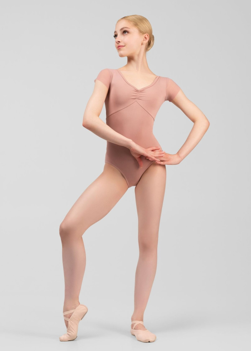 Купальник з коротким рукавом LEIA нейлон+сітка, corall almond, XS