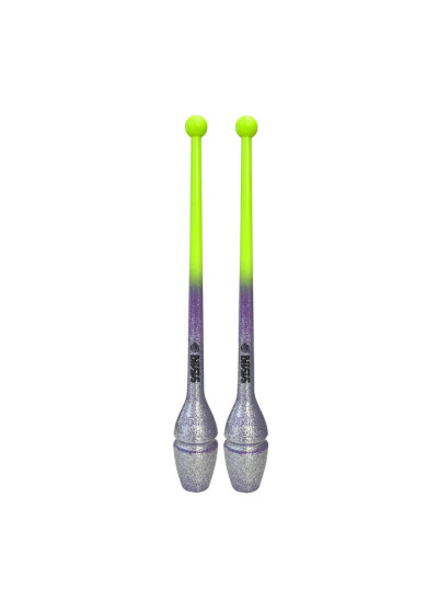 Булави для гімнастики SASAKI STRM-34JKGH гума, Luminous Green x Purple Silver (LMGxPPSI), 40.5cm, 150g