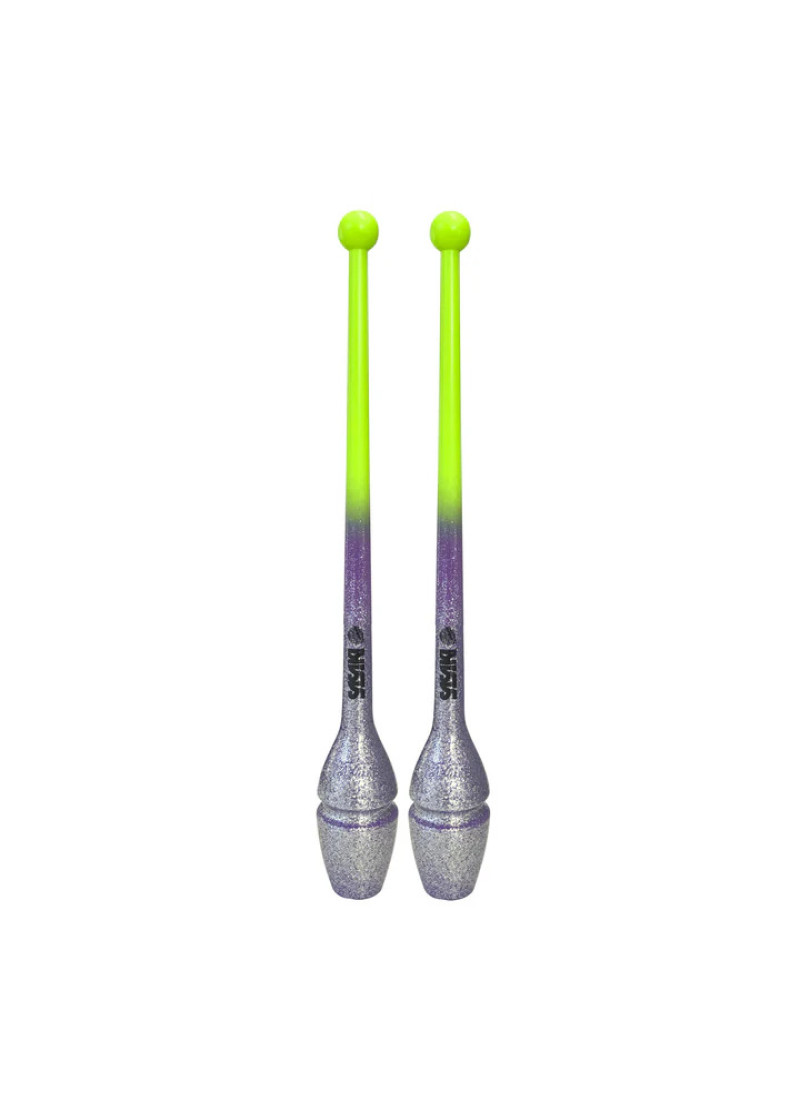 Булави для гімнастики SASAKI STRM-34JKGH гума, Luminous Green x Purple Silver (LMGxPPSI), 40.5cm, 150g