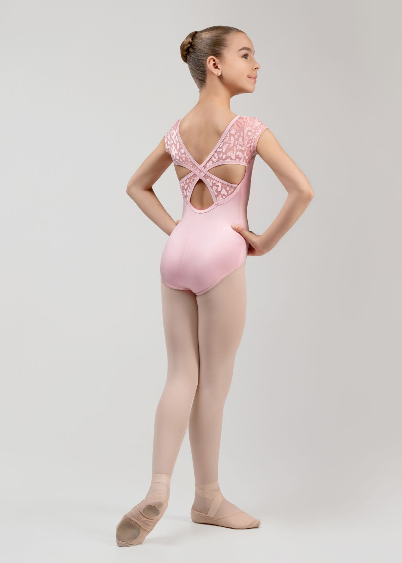 Купальник з коротким рукавом KIKI мікрополіамід+сітка флок, pink, 134см