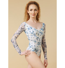 Купальник з довгим рукавом DANIELLE мікропліамід+сітка з принтом, tivoli blue, S