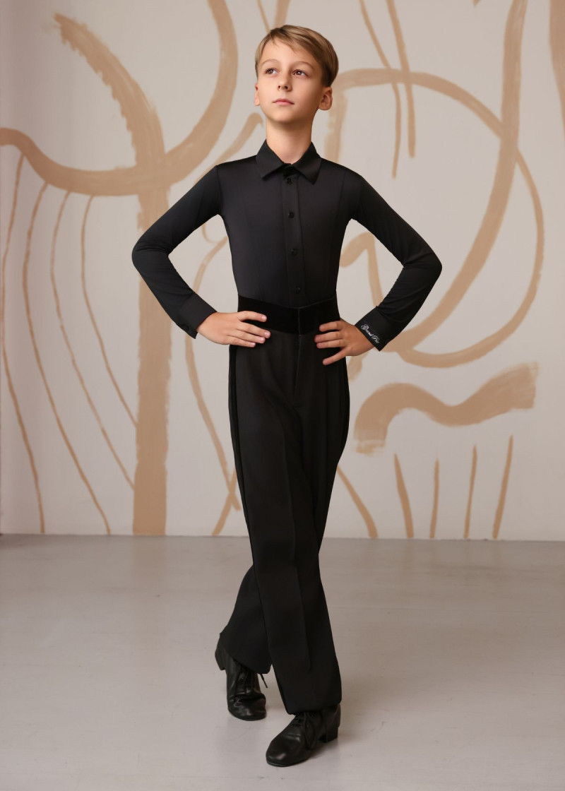 SALVO - Брюки бал., велюр.лампас, пояс 95%полиэстр, 5%эластан, черный, 134см