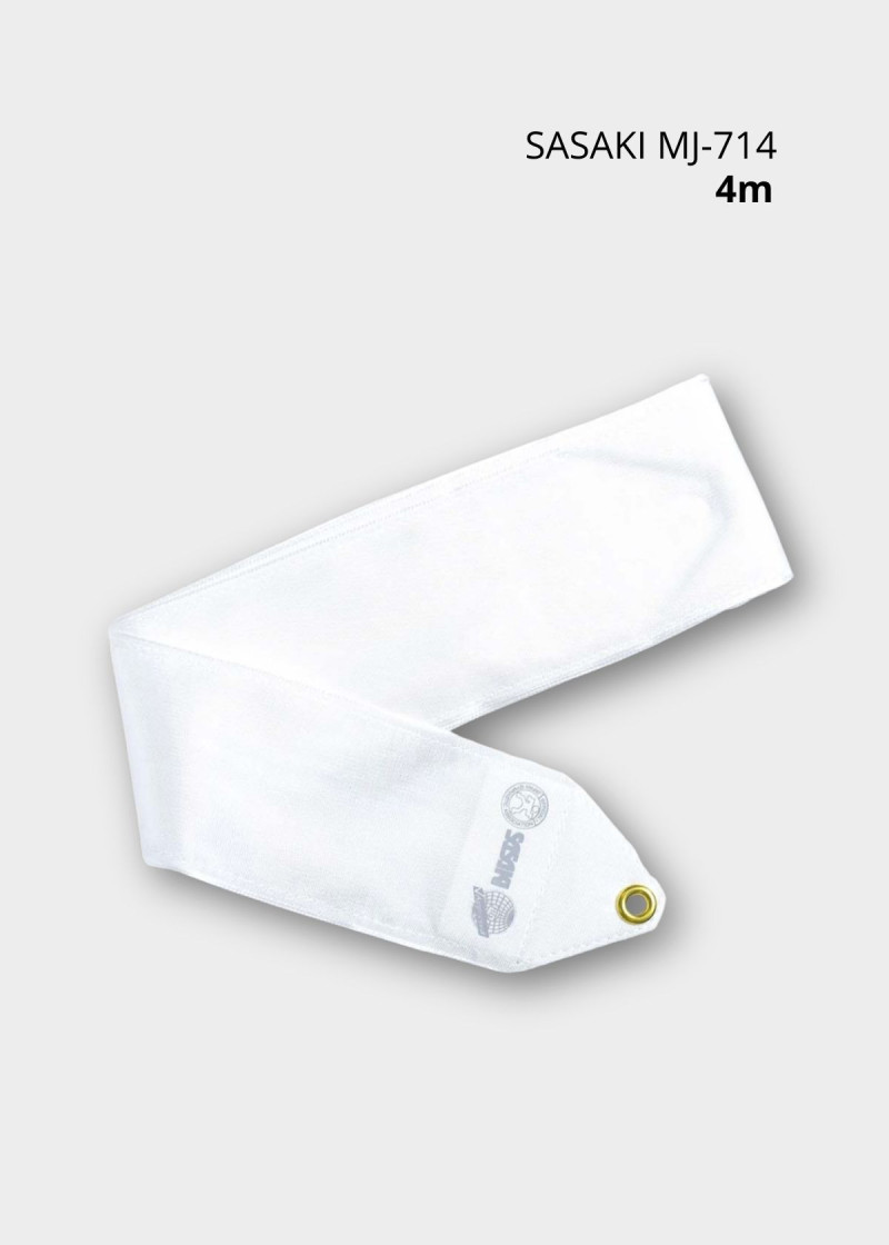 Лента MJ-714 сатин-шелк, White (W), 4m