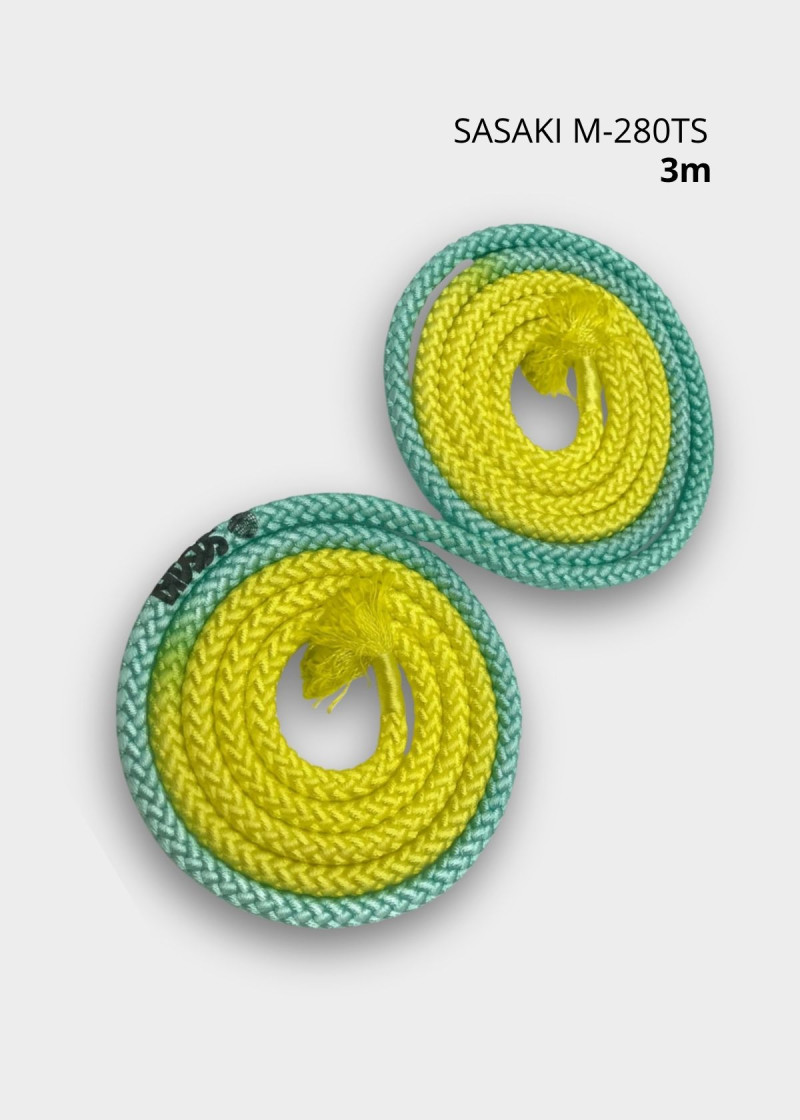 Скакалка для гімнастики SASAKI NEW FIG M-280TS, 3m нейлон, Yellow x Green (YxPEG), 3m