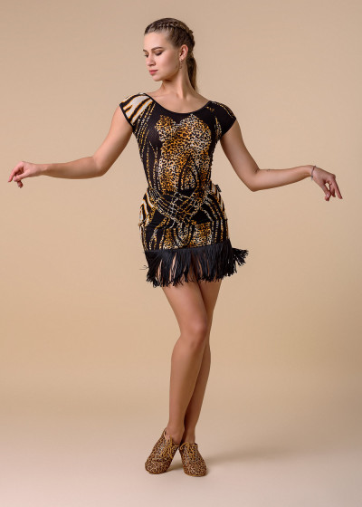 Спідниця для латини KAIA MESH сітка з принтом, leo, L