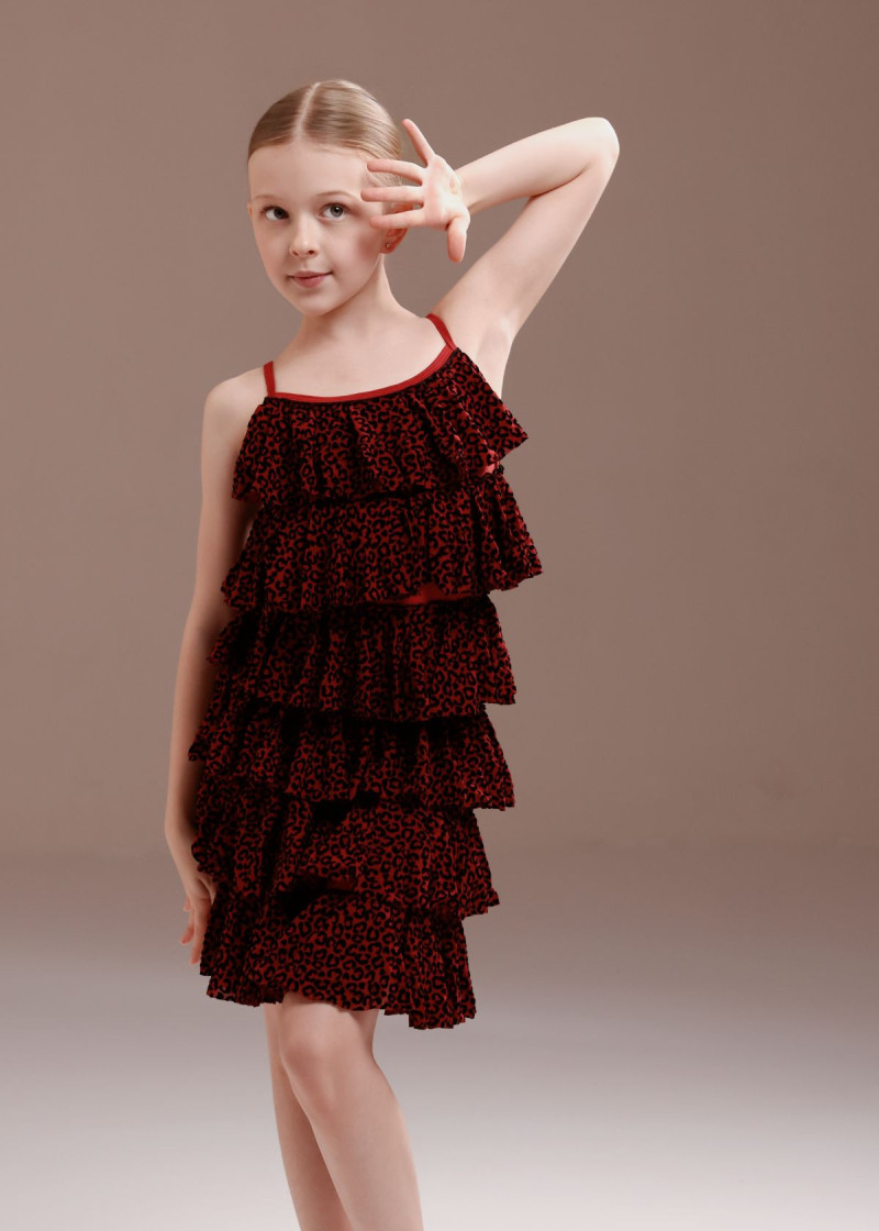 Сукня ROMANA з воланами мікрополіамід+сітка флок, red leo, 140см