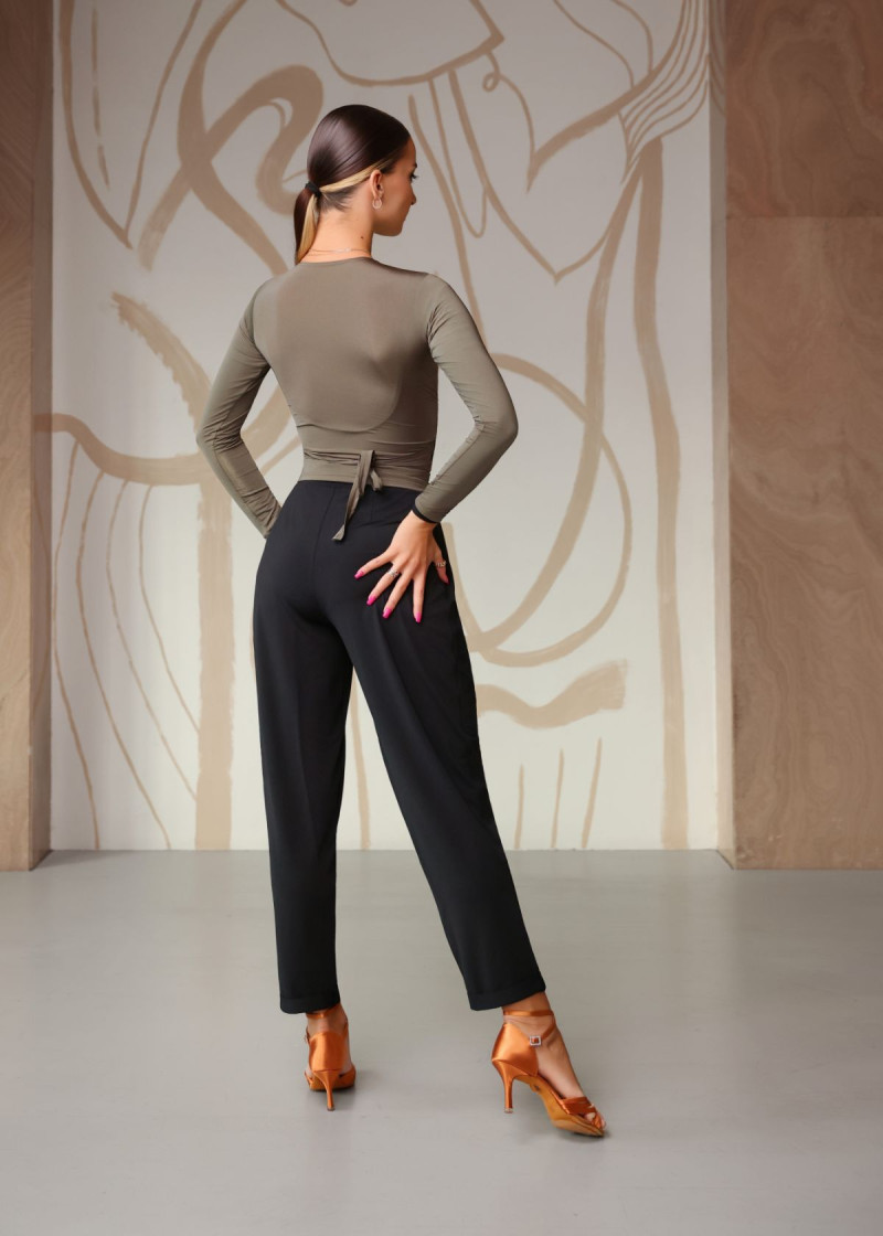 Брюки LIZA, з защипами креп стрейч, чорний, M