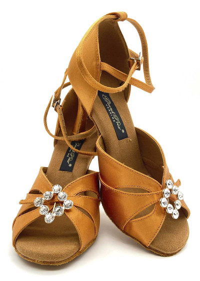 Туфлі бальні для латини WHISK сатин, дарк тан, 3"fl, 35