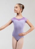Купальник з коротким рукавом KIKI мікрополіамід+сітка флок, lilac, 122см