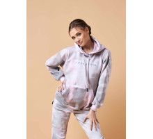 Худі TRIVI TIE DYE бавовняна трьохнитка, olive-pink, S