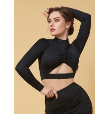 Жіночий топ з довгим рукавом Grand Prix TERRY мікрополіамід, чорний, S