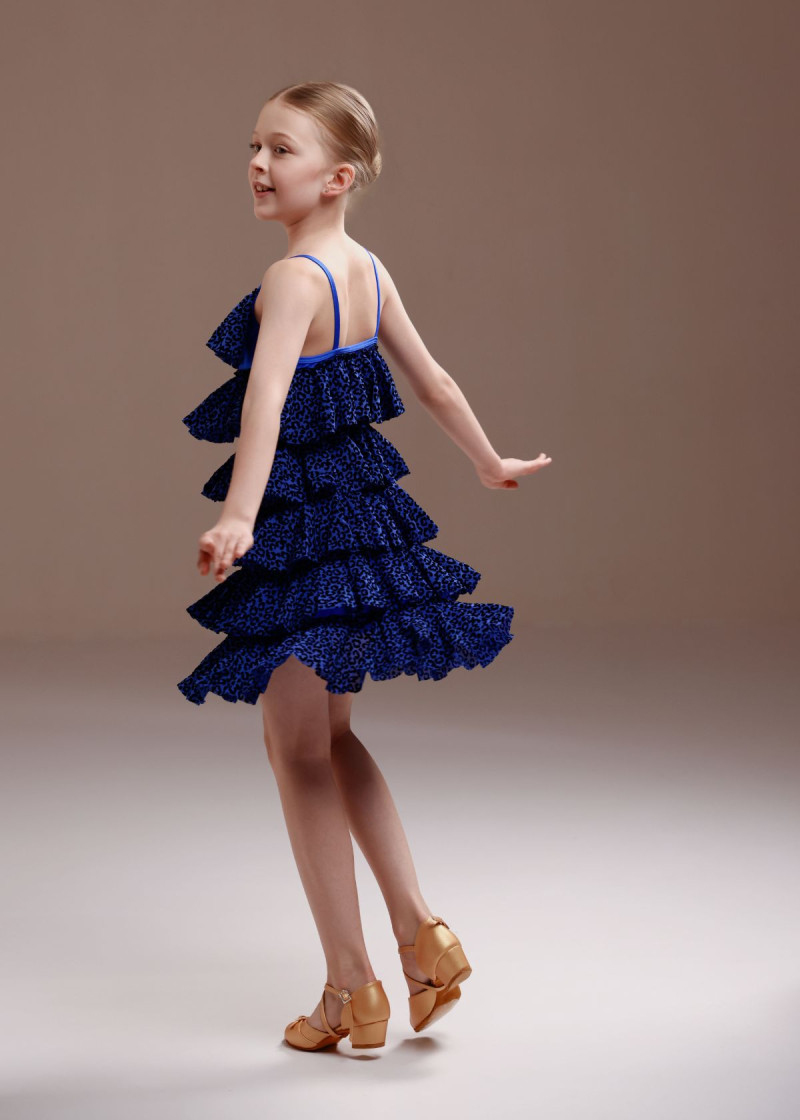 Сукня ROMANA з воланами мікрополіамід+сітка флок, blue leo, 122см