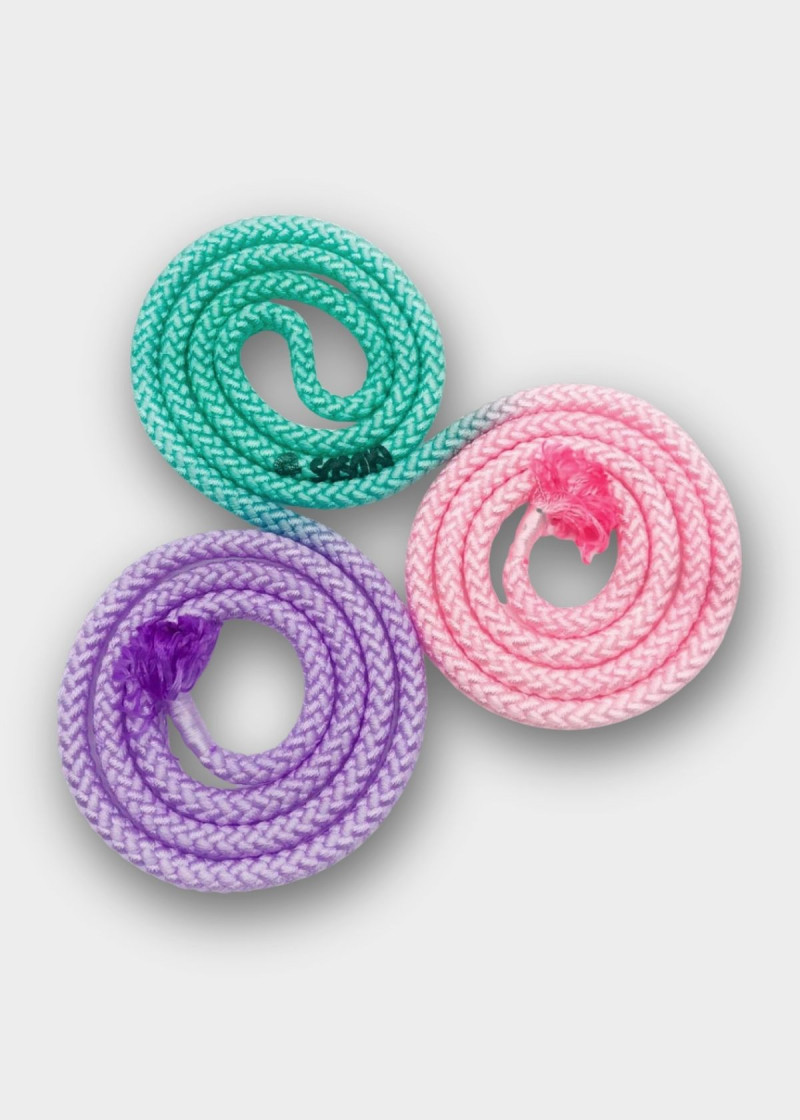 Скакалка для гімнастики SASAKI NEW FIG M-280G, 3m нейлон, LightPink x PepermintGreen x Lavender (LIPxPEGxLD), 3m