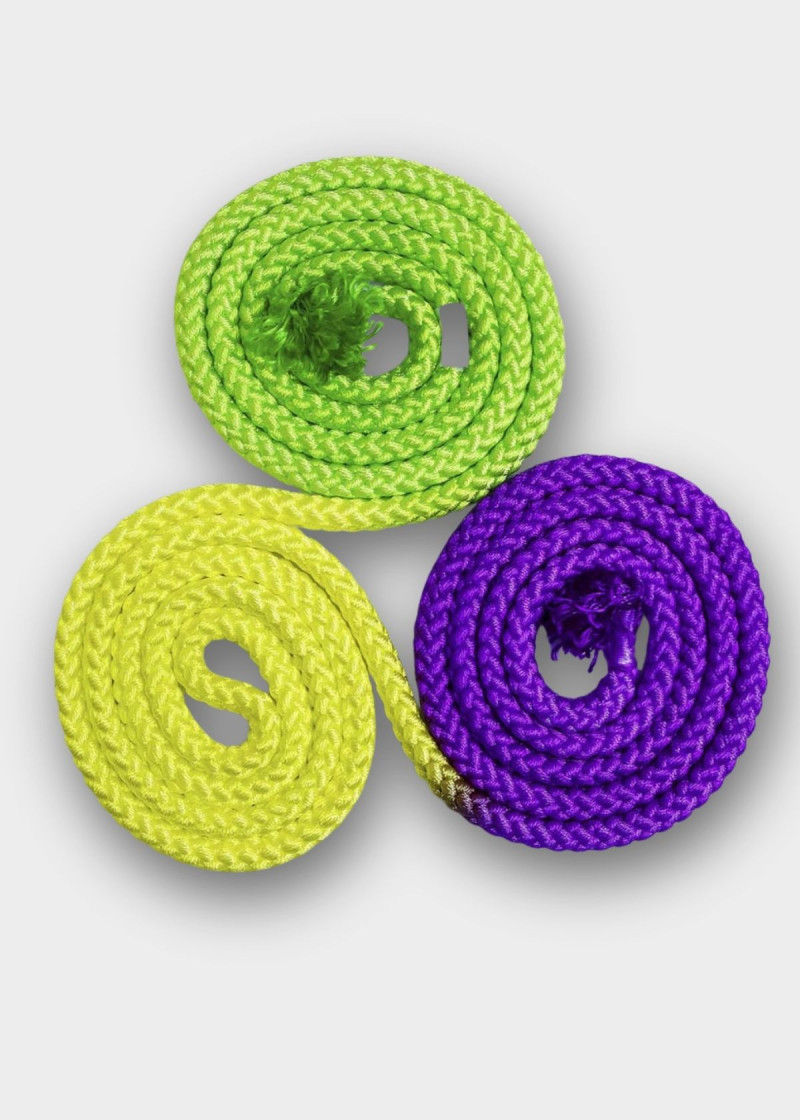 Скакалка для гімнастики SASAKI NEW FIG M-280G, 3m нейлон, Violet x Yellow x Green (VIxYxG), 3m