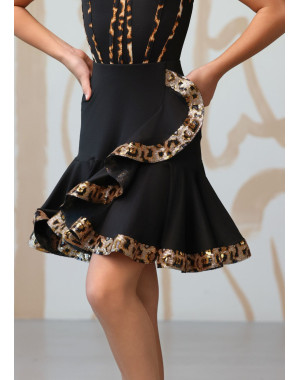 Спідниця для латини SANDRA з криноліном мікрополіамід, чорний, 128см