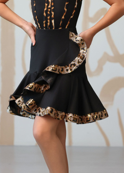 Спідниця для латини SANDRA з криноліном мікрополіамід, чорний, 128см