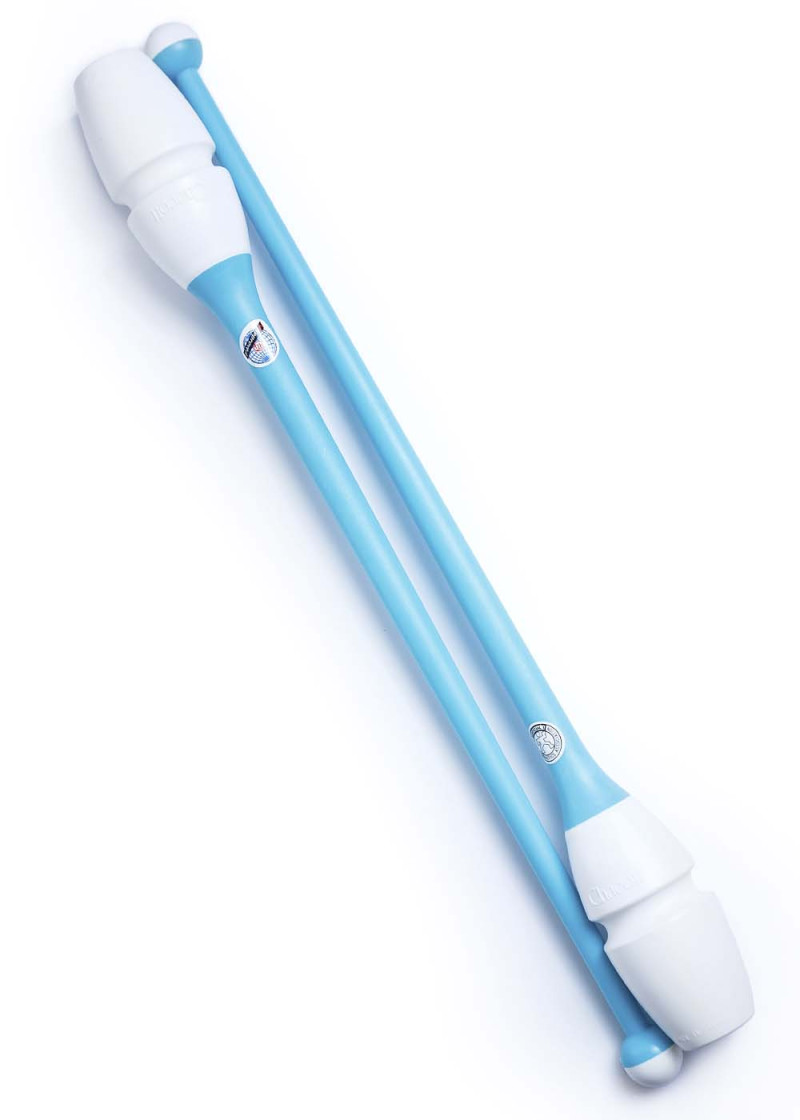 Булави для гімнастики CHACOTT 65203 пластик+гума, White - Sea Green (034), 41cm