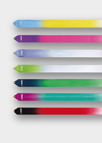 Стрічка для гімнастики SASAKI NEW FIG MJ-715HG, 5m сатин-шовк, SaxBlue × Yellow × White (SXBUxYxW), 5m