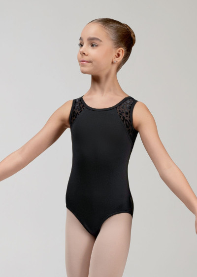 Купальник майка MIMI мікрополіамід+сітка флок, black, 122см