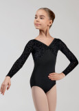Купальник з довгим рукавом DANIELLE мікрополіамід+сітка флок, black, 122см