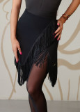Спідниця для латини ALMA мікрополіамід, бахрома, чорний, 152-158см