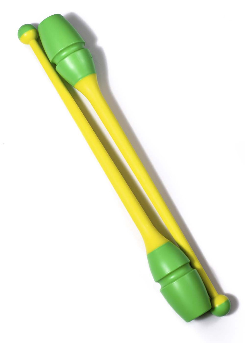 Булави для гімнастики CHACOTT Junior 65204, 36.5см пластик+гума, Green x Yellow (462), 36.5cm