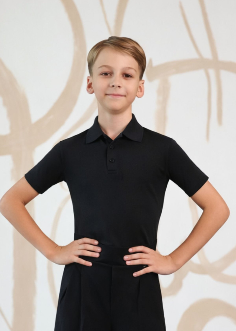 PETER Jr - Футболка-поло для мальчиков микрополиамид, черный, 146см