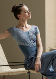 Купальник AURORA з коротким рукавом нейлон+сітка флок, moonlight blue, M