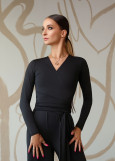 Жіночий топ на запах із довгим рукавом Grand Prix STASSI мікрополіамід, black, XS
