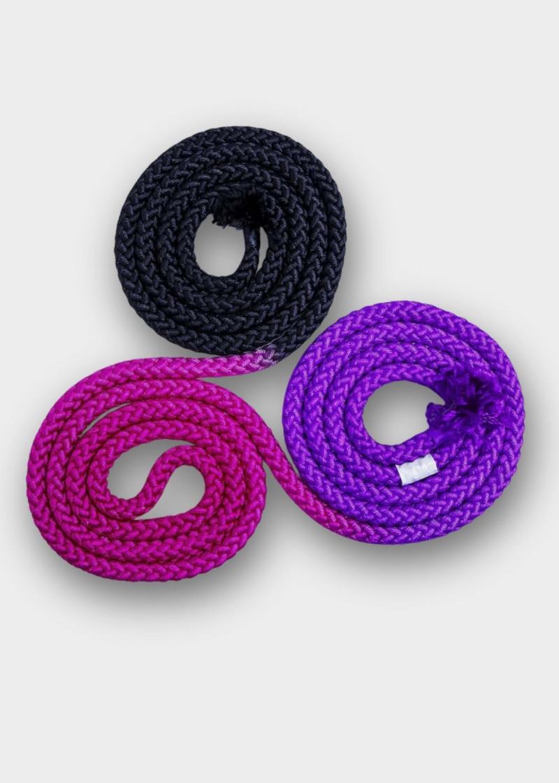 Скакалка для гімнастики SASAKI NEW FIG M-280G, 3m нейлон, Black x Raspberry x Violet (BxRSxVI), 3m