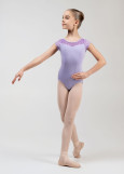 Купальник з коротким рукавом KIKI мікрополіамід+сітка флок, lilac, 140см