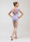 Купальник з коротким рукавом KIKI мікрополіамід+сітка флок, lilac, 140см