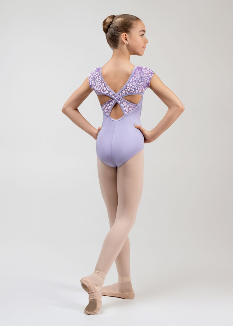 Купальник з коротким рукавом KIKI мікрополіамід+сітка флок, lilac, 140см