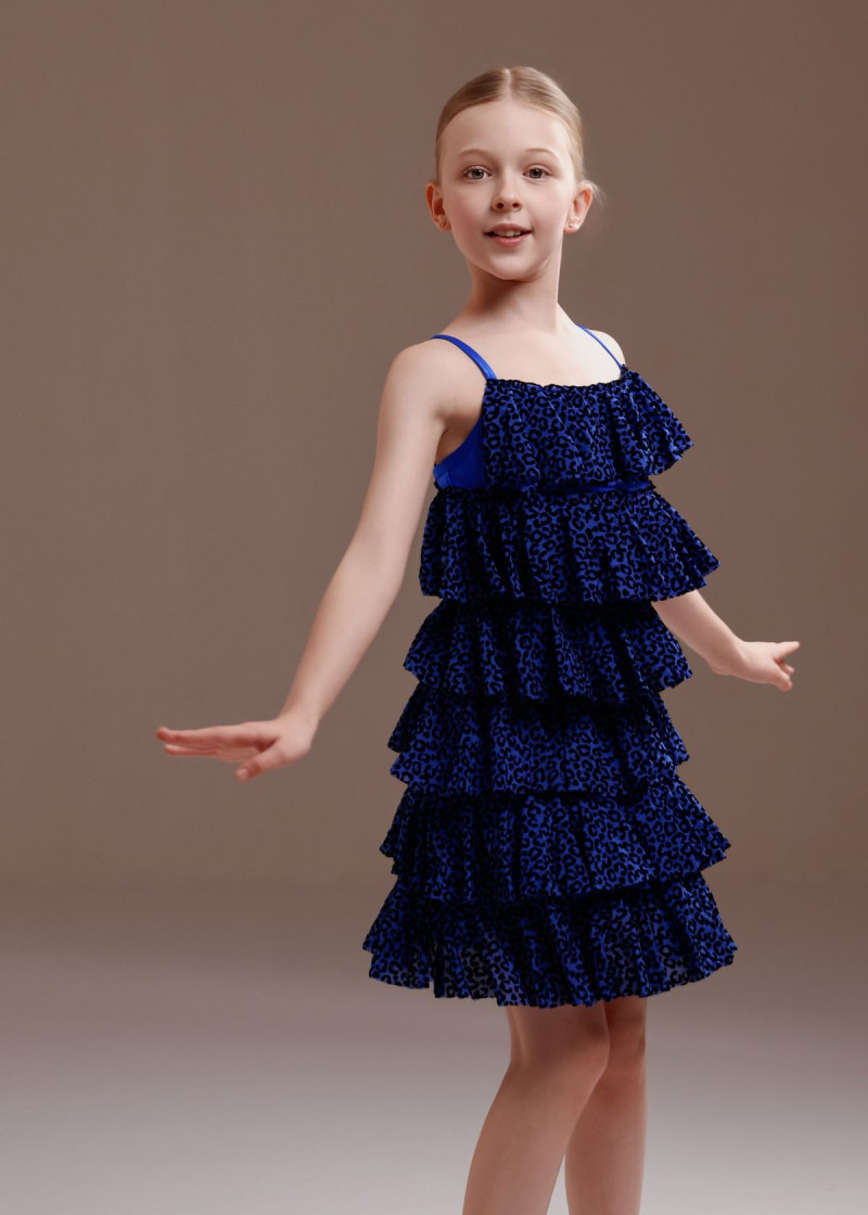 Сукня ROMANA з воланами мікрополіамід+сітка флок, blue leo, 140см