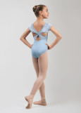 Купальник з коротким рукавом KIKI мікрополіамід+сітка флок, powder blue, 134см