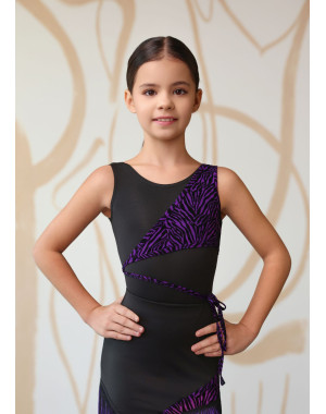 Купальник майка MIRA мікрополіамід+сітка флок, чорний+ірис, 128см