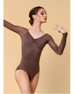 LESSON #1 - Купальник ДР DANNA, реглан, сетка микрополиамид+сетка, мокко, XS