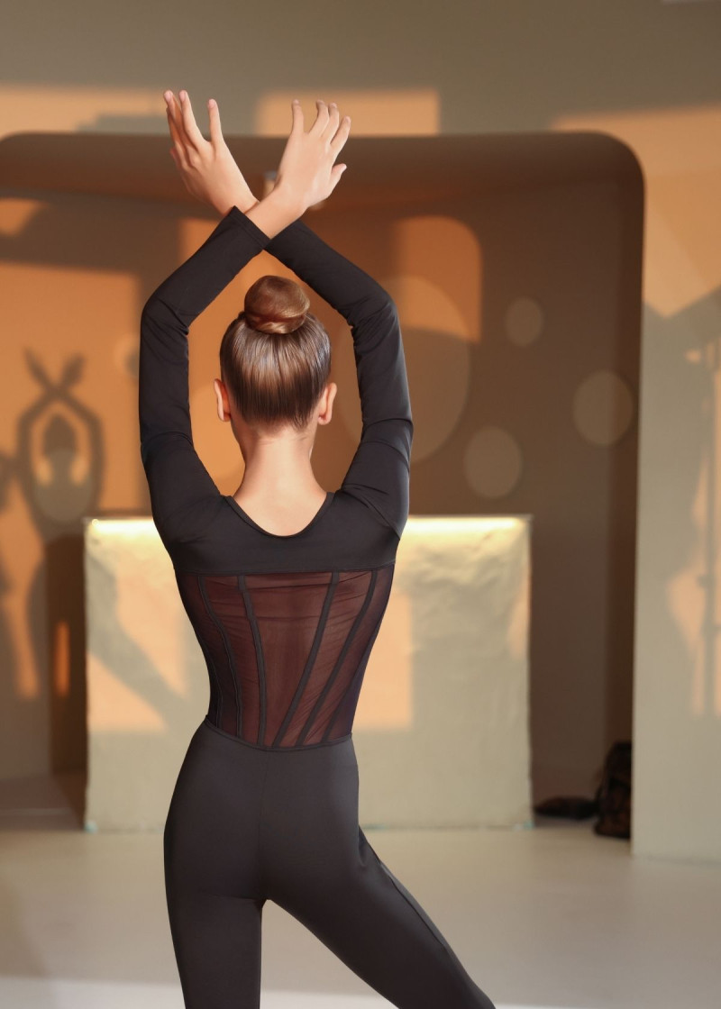 Комбінезон QUATRA, довгий рукав, лосини нейлон+сітка, чорний, 134см