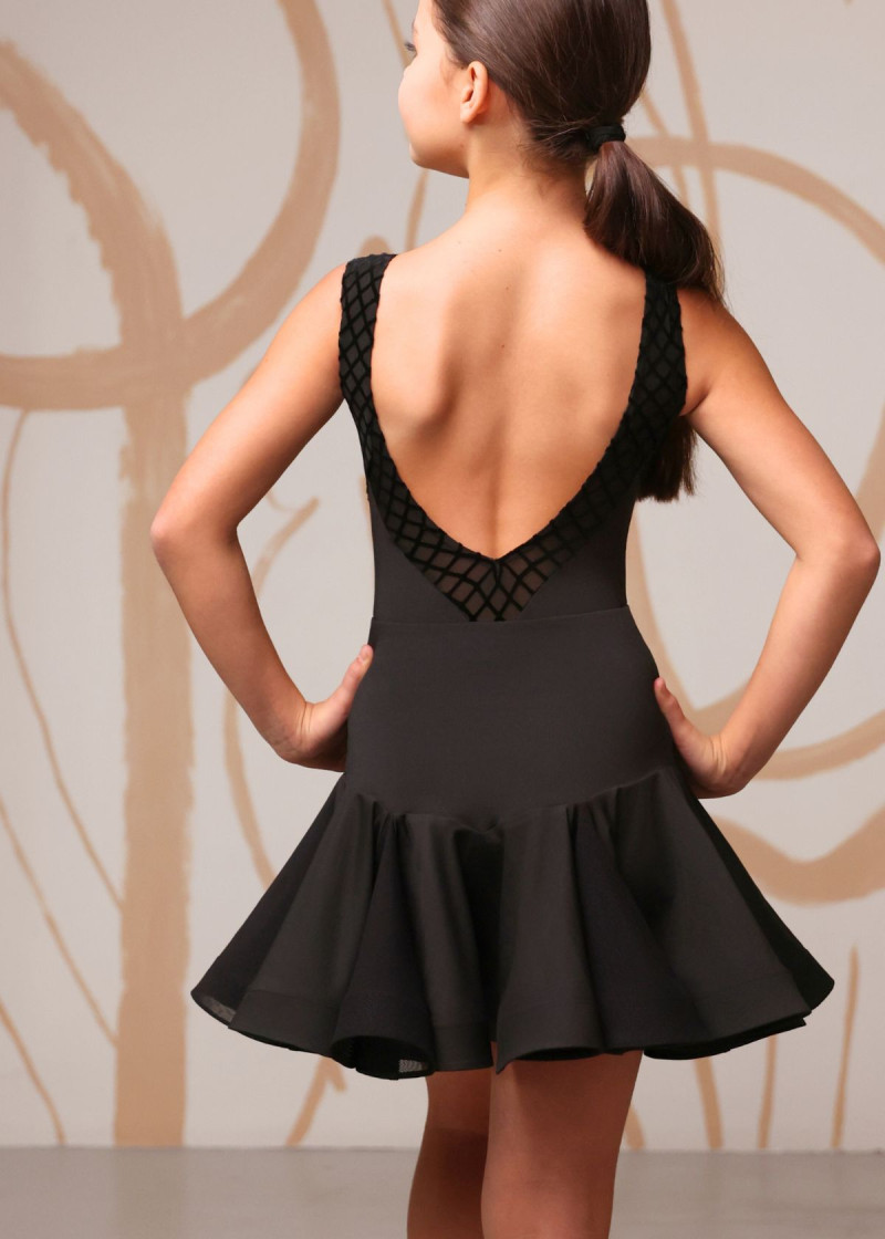 Спідниця для латини ISADORA мікрополіамід+сітка, чорний, 128см