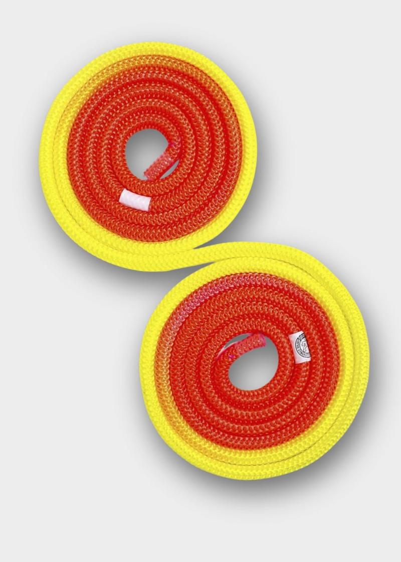 Скакалка гімнастична CHACOTT COMBINATION ROPE, 3m нейлон, Light Orange x Lemon Yellow, 3m