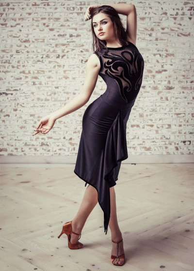 PRIDE DANCE - Юбка ЛТ FLIRT, драпировка, велюр 90%полиамид, 10%эластан, черный, XS